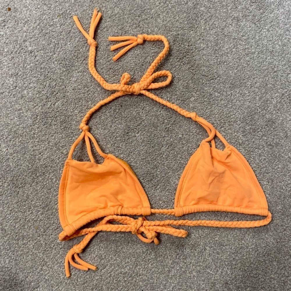 Maui Girl Orange Unlined Braided Triangle Cup Swim Bikini Top Size M